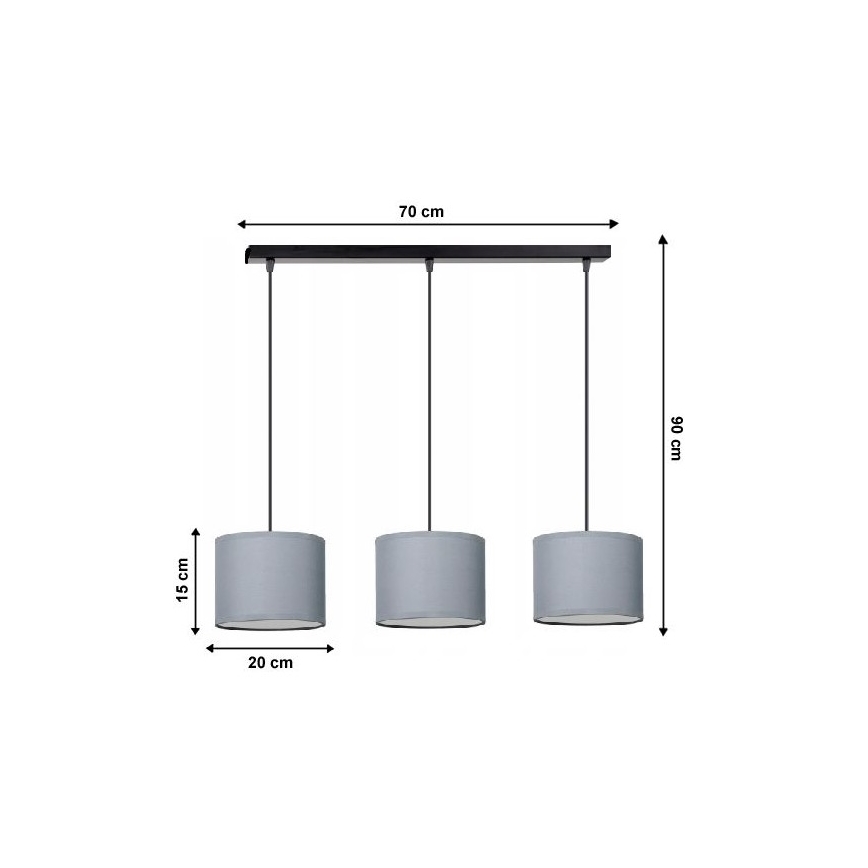 Hanglamp aan koord TUZ 3xE27/60W/230V
