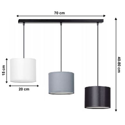 Hanglamp aan koord TUZ 3xE27/60W/230V