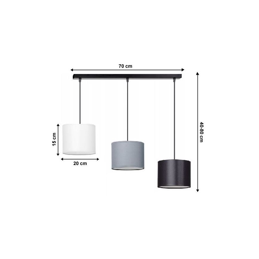 Hanglamp aan koord TUZ 3xE27/60W/230V