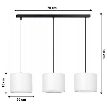 Hanglamp aan koord TUZ 3xE27/60W/230V