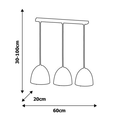 Hanglamp aan koord VEGAS 3x E27 / 60W / 230V