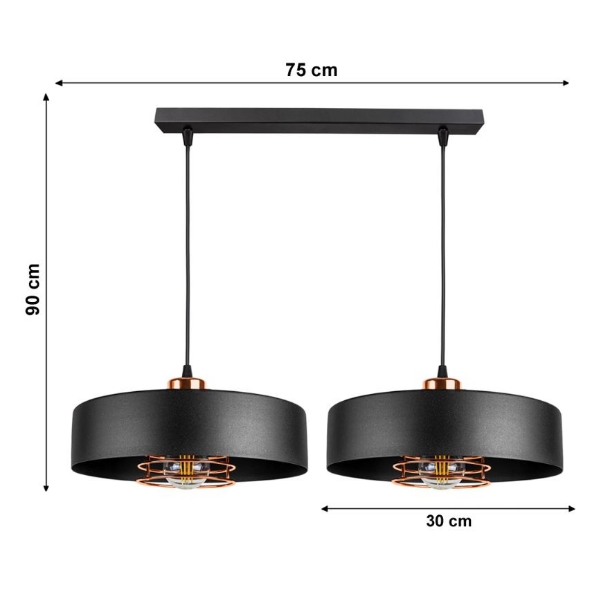 Hanglamp aan koord VEST 2x E27 / 60W / 230V