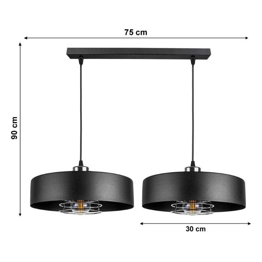 Hanglamp aan koord VEST 2x E27 / 60W / 230V