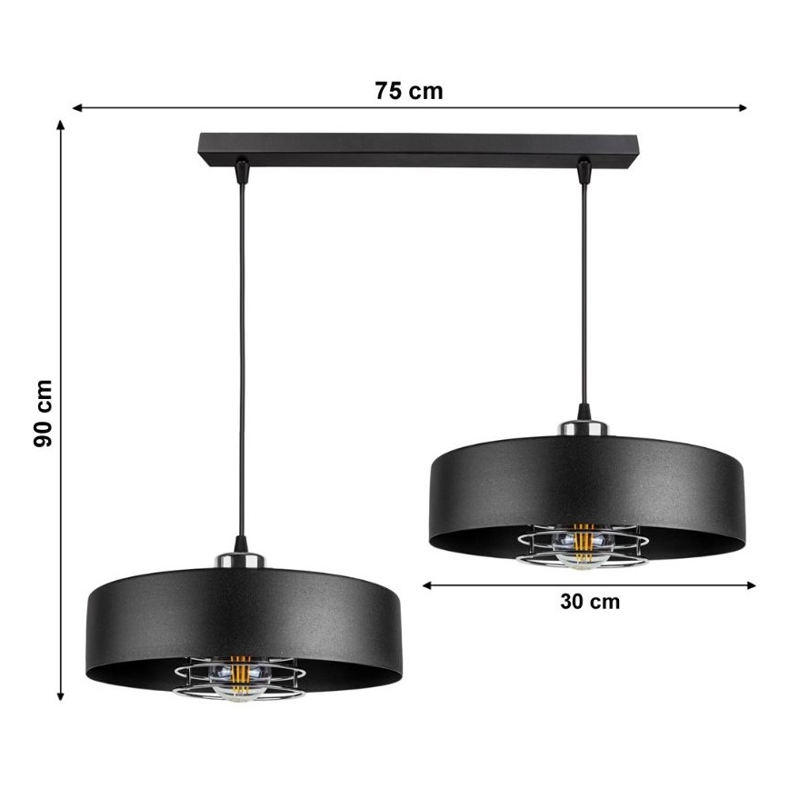 Hanglamp aan koord VEST 2x E27 / 60W / 230V
