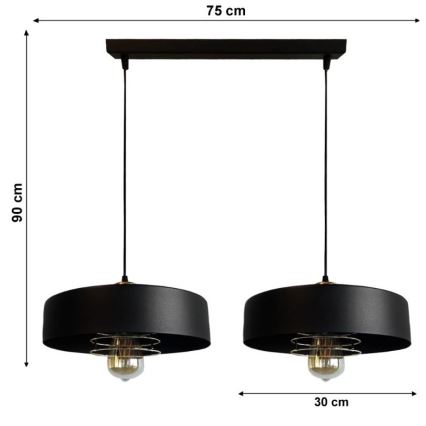 Hanglamp aan koord VEST 2x E27 / 60W / 230V