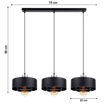 Hanglamp aan koord VEST 3xE27/60W/230V