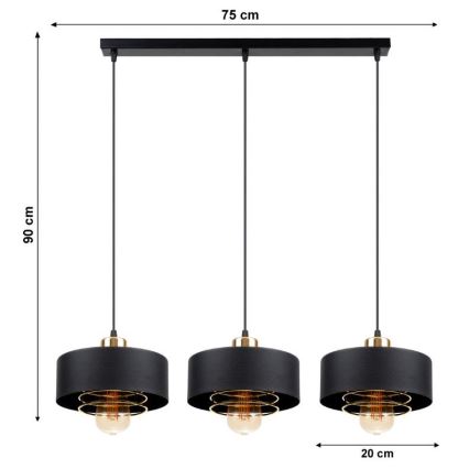 Hanglamp aan koord VEST 3xE27/60W/230V