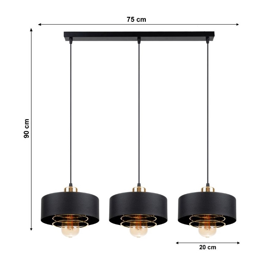 Hanglamp aan koord VEST 3xE27/60W/230V