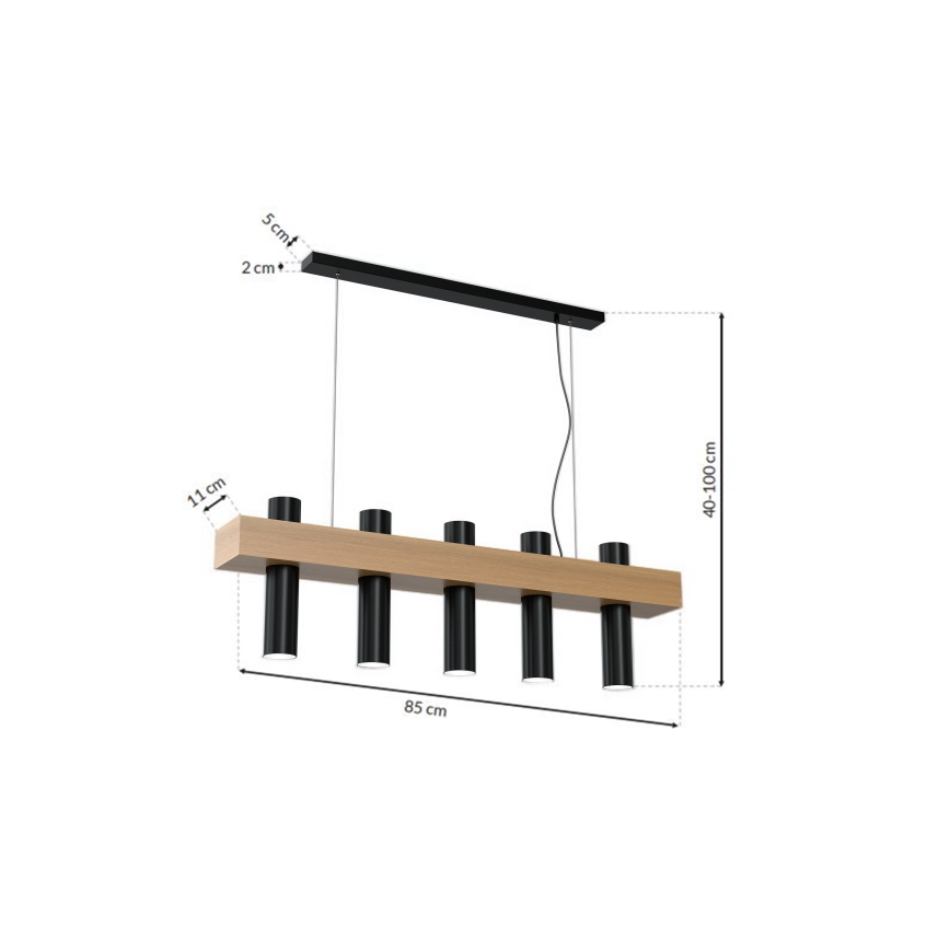 Hanglamp aan koord WEST 5xGU10/25W/230V