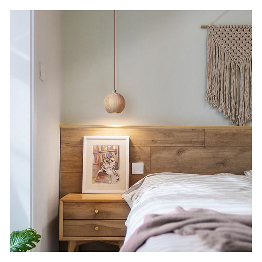 Hanglamp aan snoer 1xGU10/10W/230V Ø 11 cm massief/essenhout