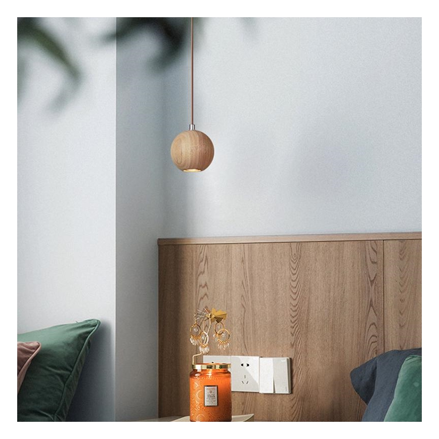 Hanglamp aan snoer 1xGU10/10W/230V Ø 11 cm massief/essenhout