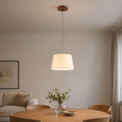 Hanglamp aan snoer AIDA 1x E27/15W/230V Ø 25 cm eiken/crème