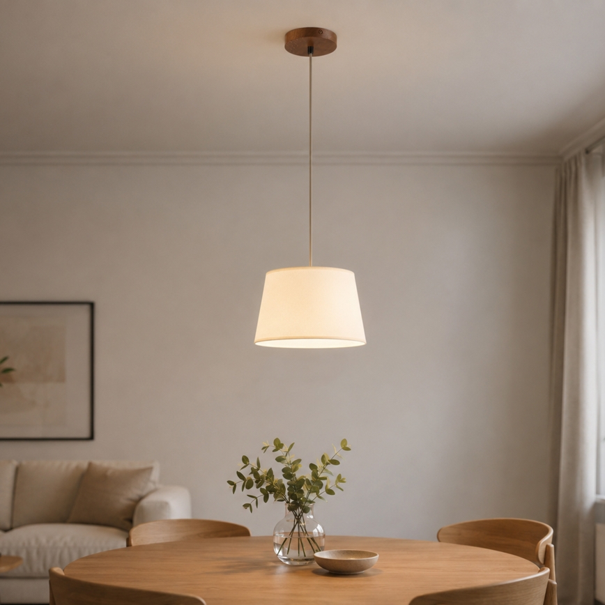 Hanglamp aan snoer AIDA 1x E27/15W/230V Ø 25 cm eiken/crème