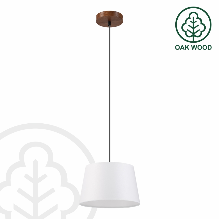 Hanglamp aan snoer AIDA 1xE27/60W/230V Ø 25 cm eiken/notenhout/wit