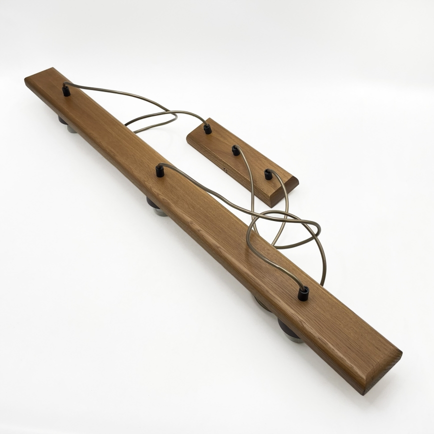 Hanglamp aan snoer AIDA 3xE27/15W/230V, diameter 25 cm, eiken/raffia