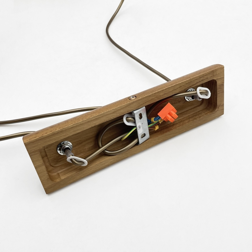 Hanglamp aan snoer AIDA 3xE27/15W/230V, diameter 25 cm, eiken/raffia