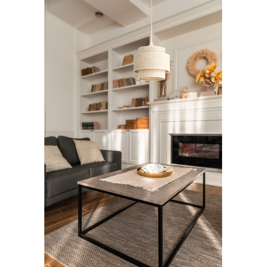 Hanglamp aan snoer BOHO 1xE27/60W/230V Ø 20 cm wit