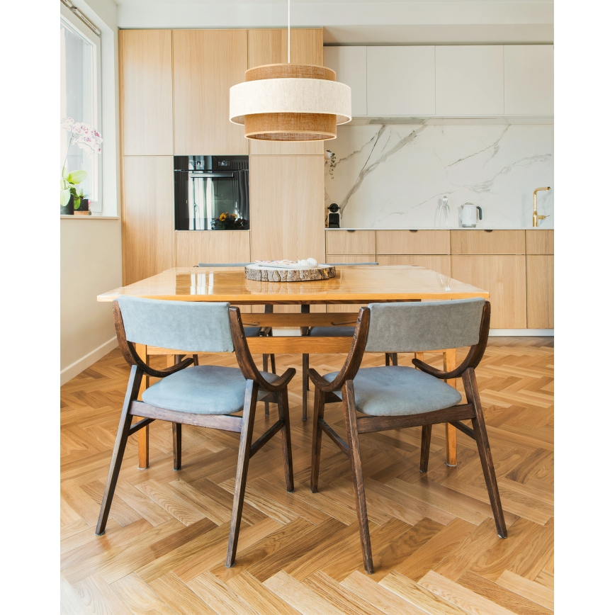 Hanglamp aan snoer BOHO 1xE27/60W/230V Ø 40 cm crème/jute