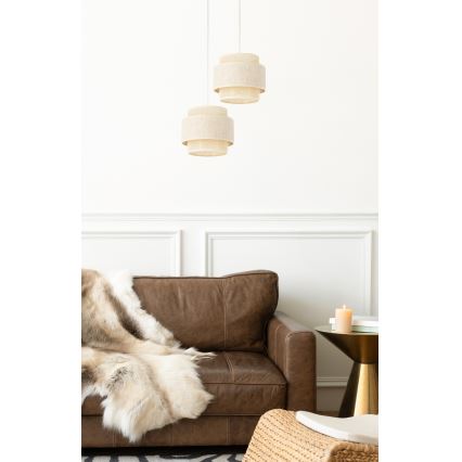 Hanglamp aan snoer BOHO 2xE27/60W/230V crème/jute
