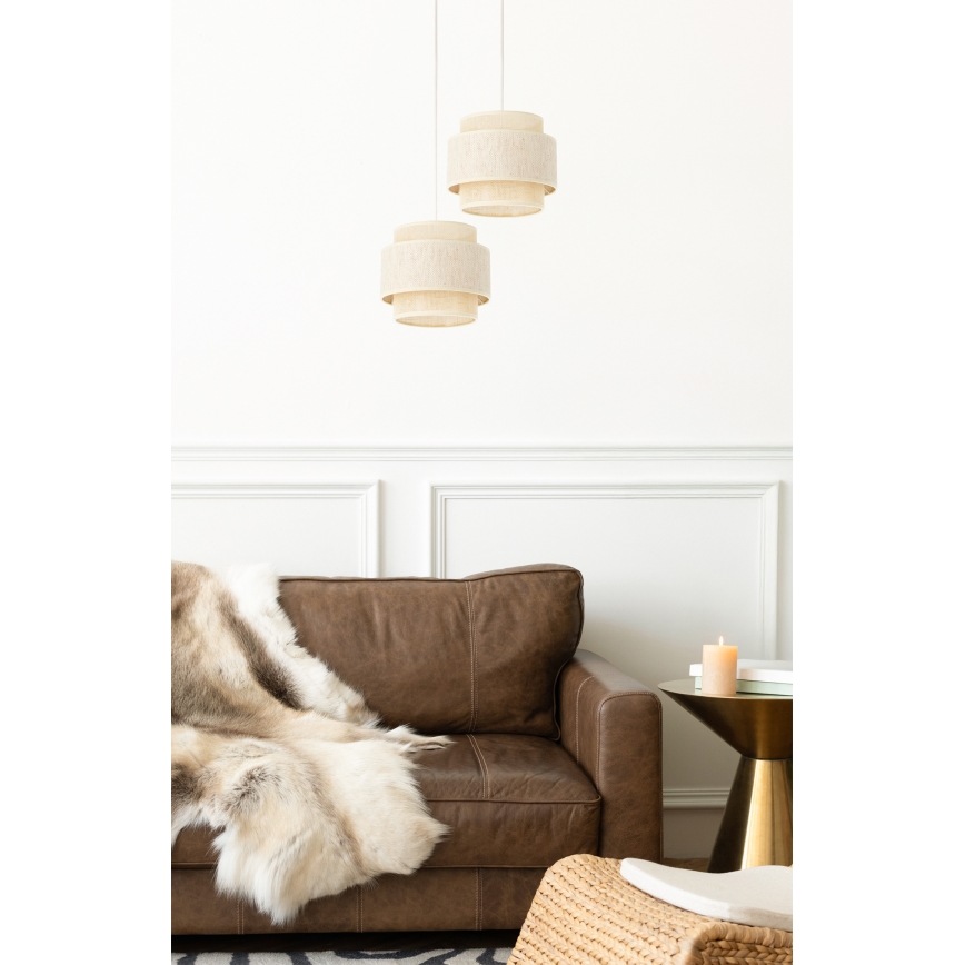 Hanglamp aan snoer BOHO 2xE27/60W/230V crème/jute