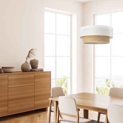 Hanglamp aan snoer BORHO 1xE27/60W/230V wit/jute