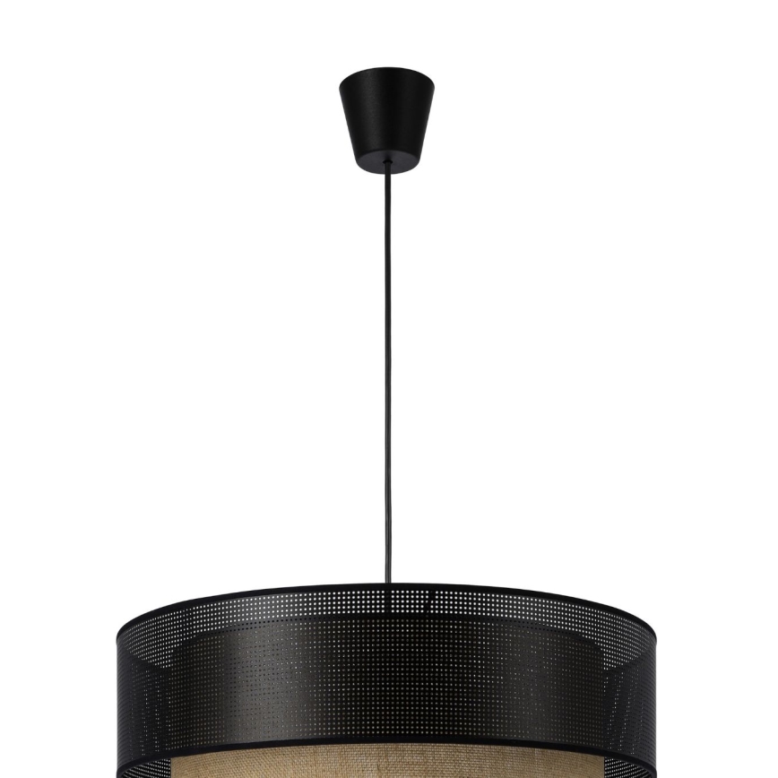 Hanglamp aan snoer BORHO 1xE27/60W/230V Ø 40 cm zwart/jute