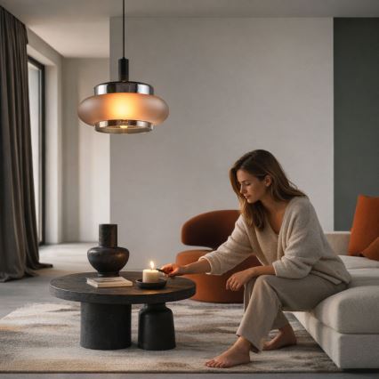 Hanglamp aan snoer BRIZI 1xE27/40W/230V grijs/gerookt glas