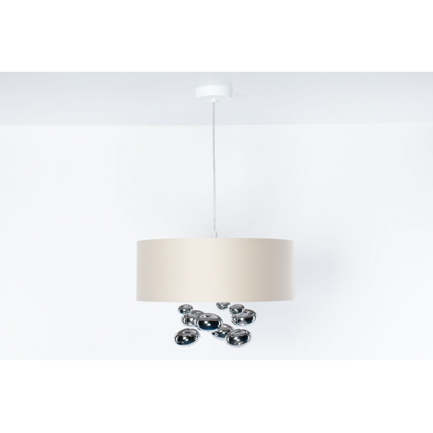 Hanglamp aan snoer BUBBLE 1x E27/60W/230V, Ø 50 cm, beige