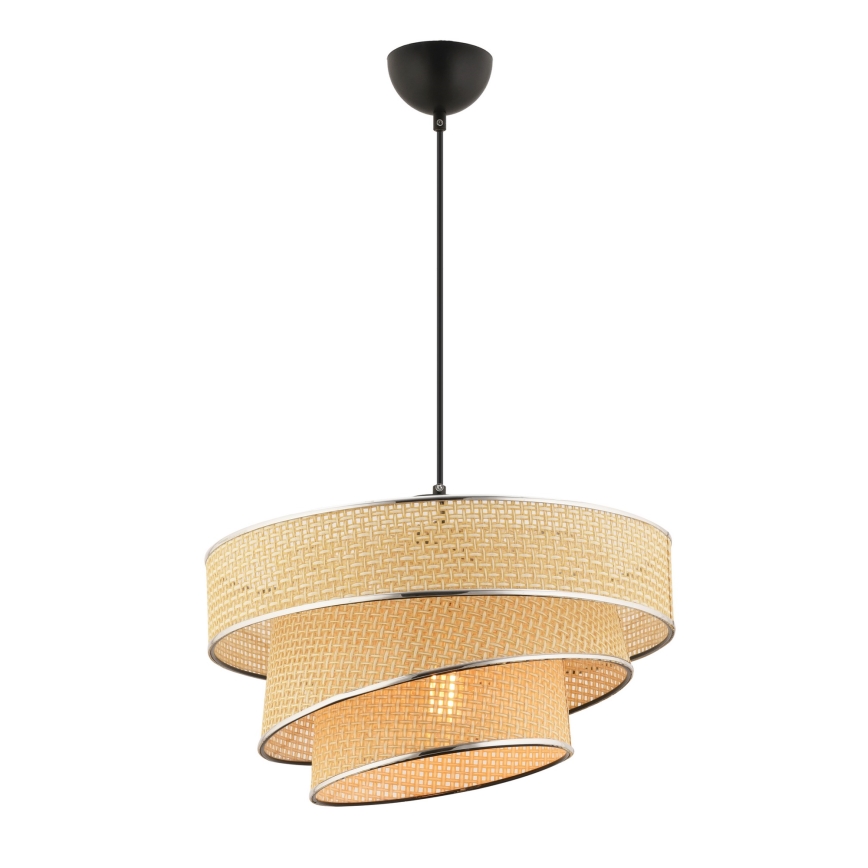 Hanglamp aan snoer COUPER 1xE27/60W/230V beige/glanzend chroom