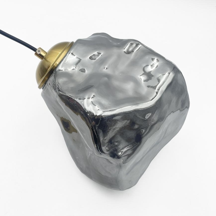 Hanglamp aan snoer CRISTAL 5xE14/15W/230V messing/rookzwart