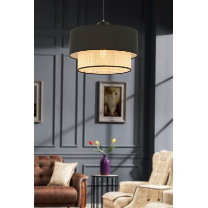 Hanglamp aan snoer ECHO 1xE27/60W/230V zwart/beige