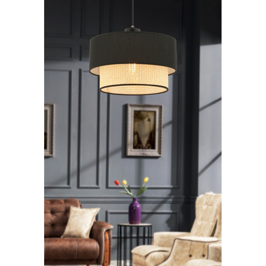 Hanglamp aan snoer ECHO 1xE27/60W/230V zwart/beige