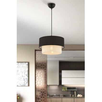 Hanglamp aan snoer ECHO 1xE27/60W/230V zwart/crème