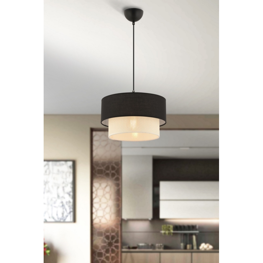 Hanglamp aan snoer ECHO 1xE27/60W/230V zwart/crème