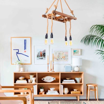 Hanglamp aan snoer EREBOS 4xE27/40W/230V bruin