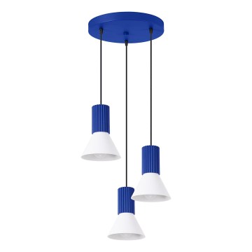 Hanglamp aan snoer ESTRIA 3xE14/10W/230V Ø 30 cm blauw