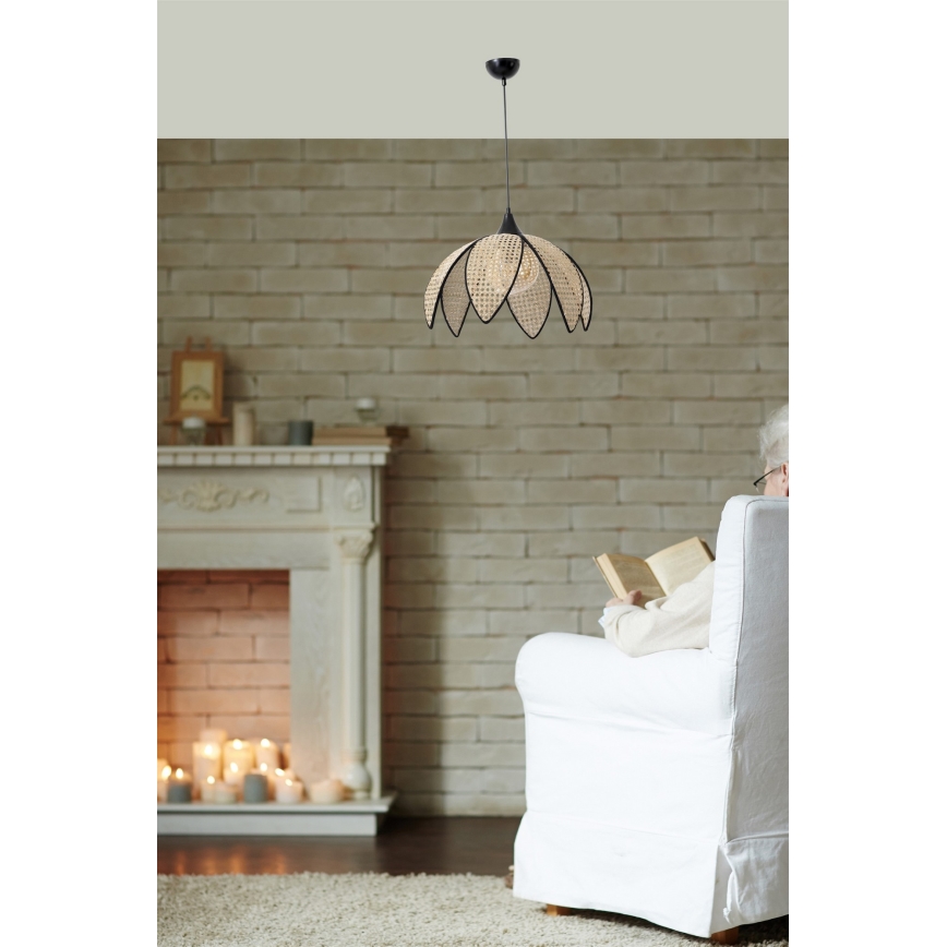 Hanglamp aan snoer FUME 1xE27/40W/230V Ø 40 cm zwart/beige