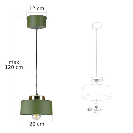 Hanglamp aan snoer IGNIA 1xE27/60W/230V groen/goud