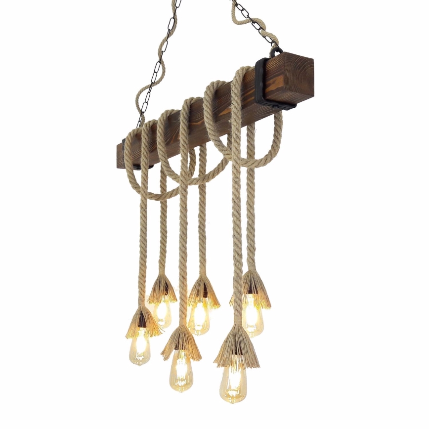 Hanglamp aan snoer KUTUK 6xE27/40W/230V dennenhout