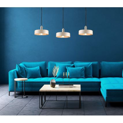 Hanglamp aan snoer LATTE 3xE27/60W/230V beige/zwart/goud