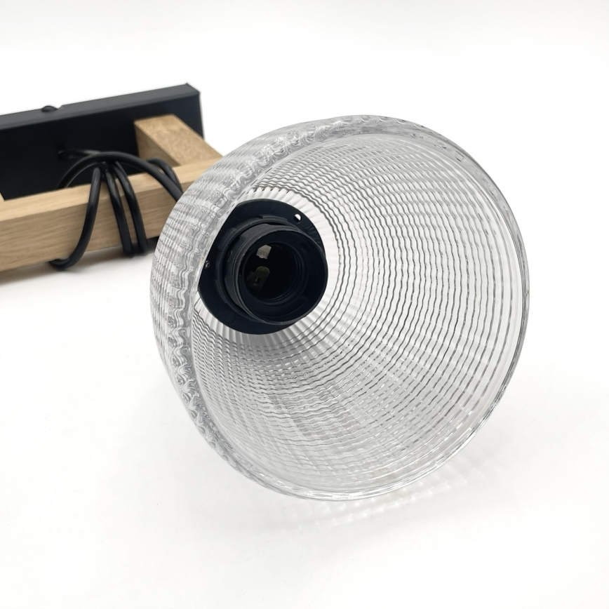 Hanglamp aan snoer LEANDRA 1xE27/15W/230V eiken/zwart