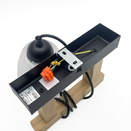 Hanglamp aan snoer LEANDRA 1xE27/15W/230V eiken/zwart