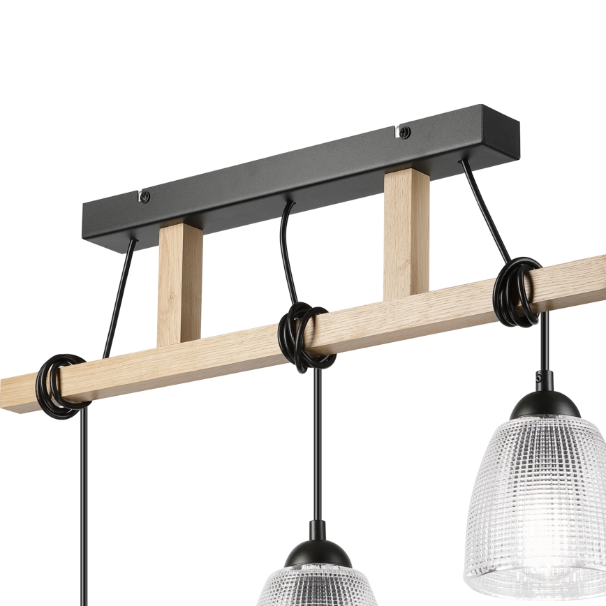 Hanglamp aan snoer LEANDRA 3xE27/15W/230V eik/zwart