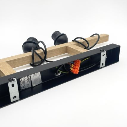 Hanglamp aan snoer LEANDRA 3xE27/15W/230V eik/zwart