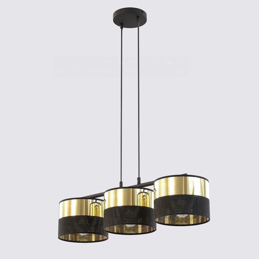 Hanglamp aan snoer LUX 3xE27/15W/230V zwart/goud