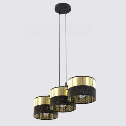 Hanglamp aan snoer LUX 3xE27/15W/230V zwart/goud