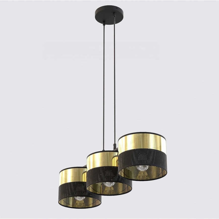 Hanglamp aan snoer LUX 3xE27/15W/230V zwart/goud