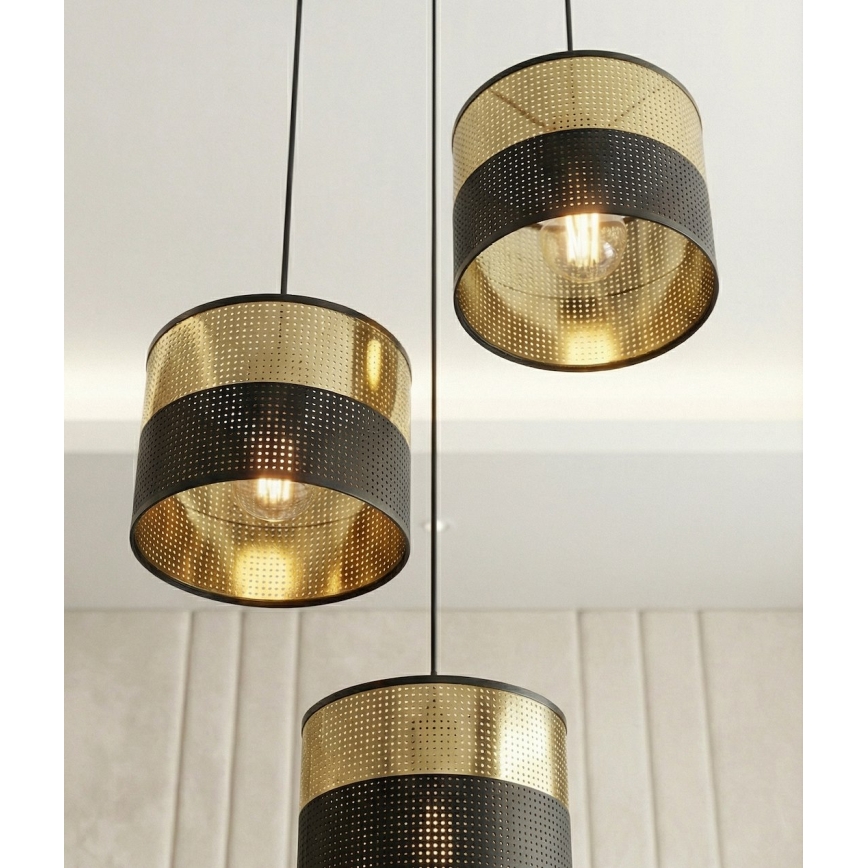 Hanglamp aan snoer LUX 3xE27/15W/230V zwart/goud