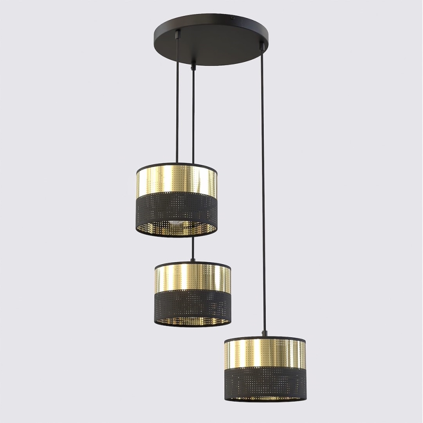Hanglamp aan snoer LUX 3xE27/15W/230V zwart/goud