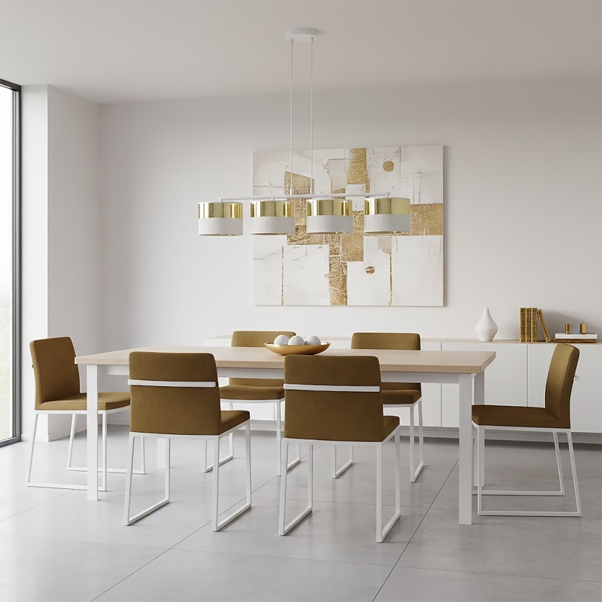 Hanglamp aan snoer LUX 4xE27/15W/230V wit/goud